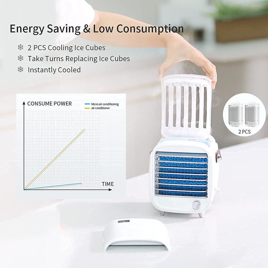 Draagbare Aircooler met Watertank USB Verdamping Mobiel Koelsysteem Luchtbevochtiger voor Kamer Bureau Thuis