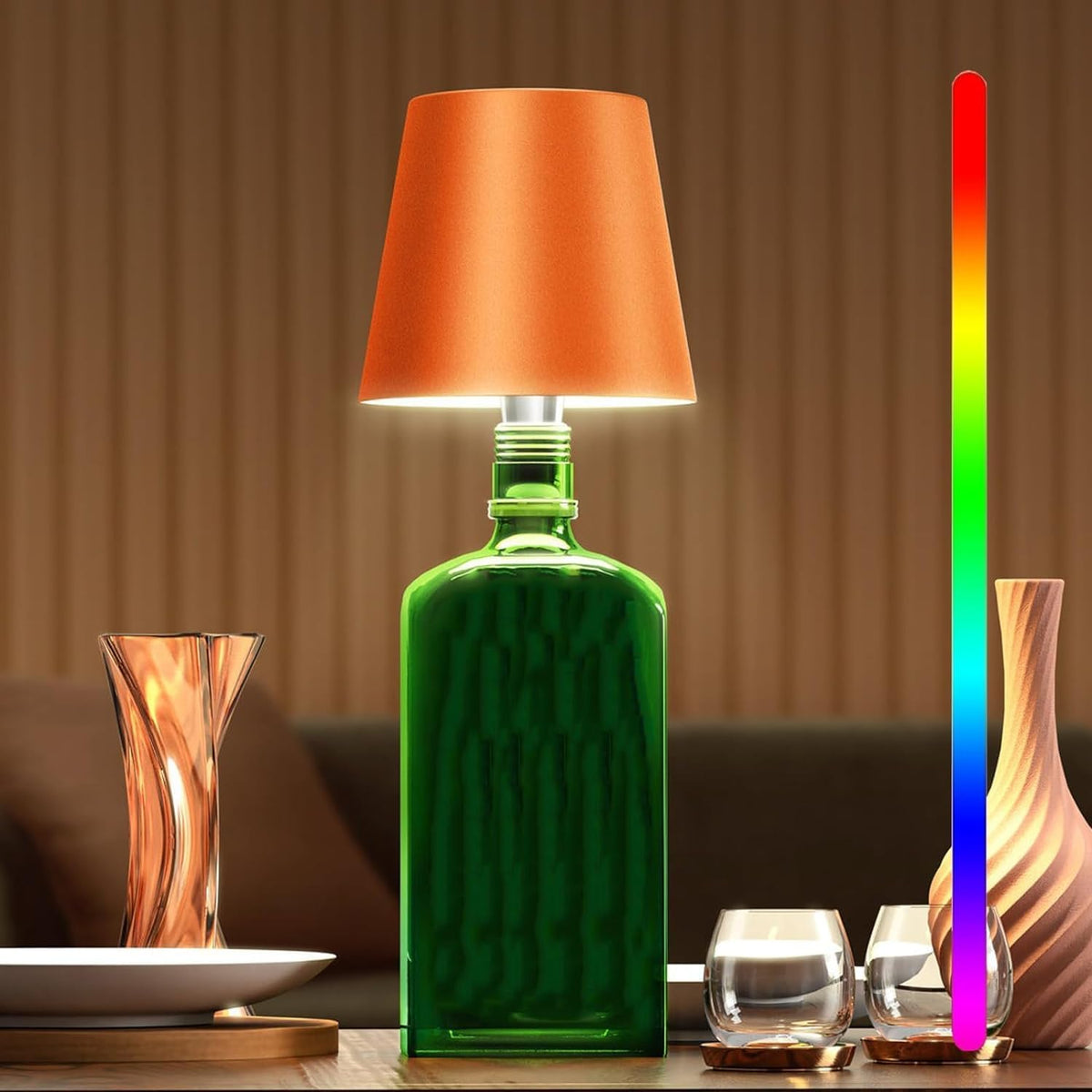 Draadloze Tafellamp met Touch Bediening Dimbaar USB Oplaadbaar Sfeerverlichting Nachtlampje voor Binnen en Buiten