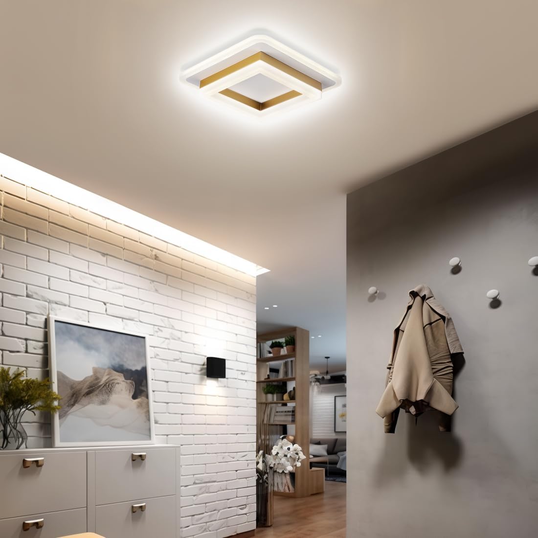 Vierkante LED Plafondlamp 1920 Lumen Zwart Wit Slaapkamer Hal Woonkamer Moderne Plafonnière Geometrisch Design Verlichting Binnen