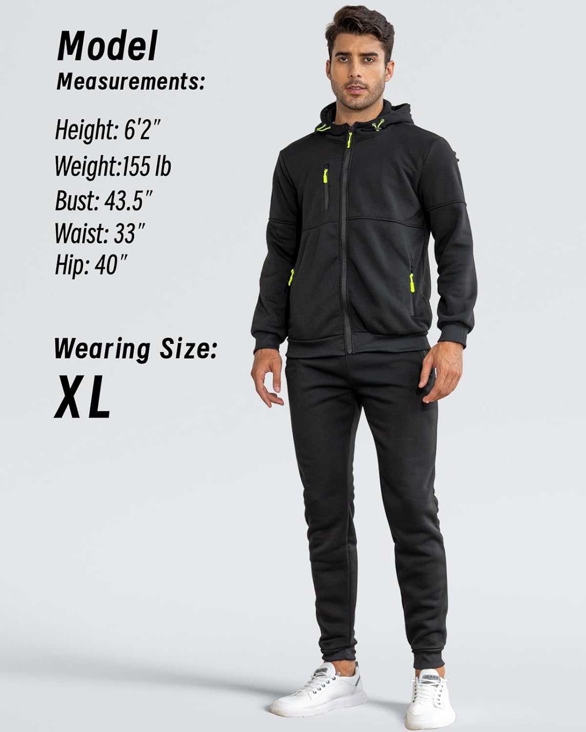 Heren Trainingspak Set met Pullover en Broek Elastisch Ademend Sportkleding Loungewear Zwart Grijs Comfort