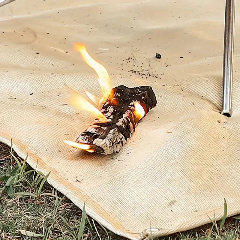 Vuurvaste Mat Hittebestendig 800°C Glasvezel Aluminiumfolie BBQ Vuurkorf Terras Bescherming Opvouwbaar Herbruikbaar Vloer Tuindecoratie