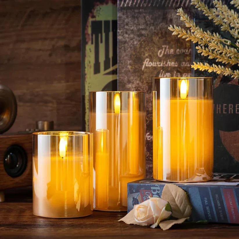 Draadloze LED-Kaarsen Set 3 Stuks Vlameffect Afstandsbediening Timer Warm Wit Sfeerlicht Woonkamer Decoratie