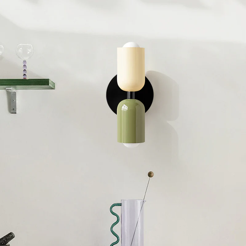 Louvel wandlamp glas dubbel lichtpunt groen wandverlichting woonkamer slaapkamer modern design up down verlichting compact 12 cm
