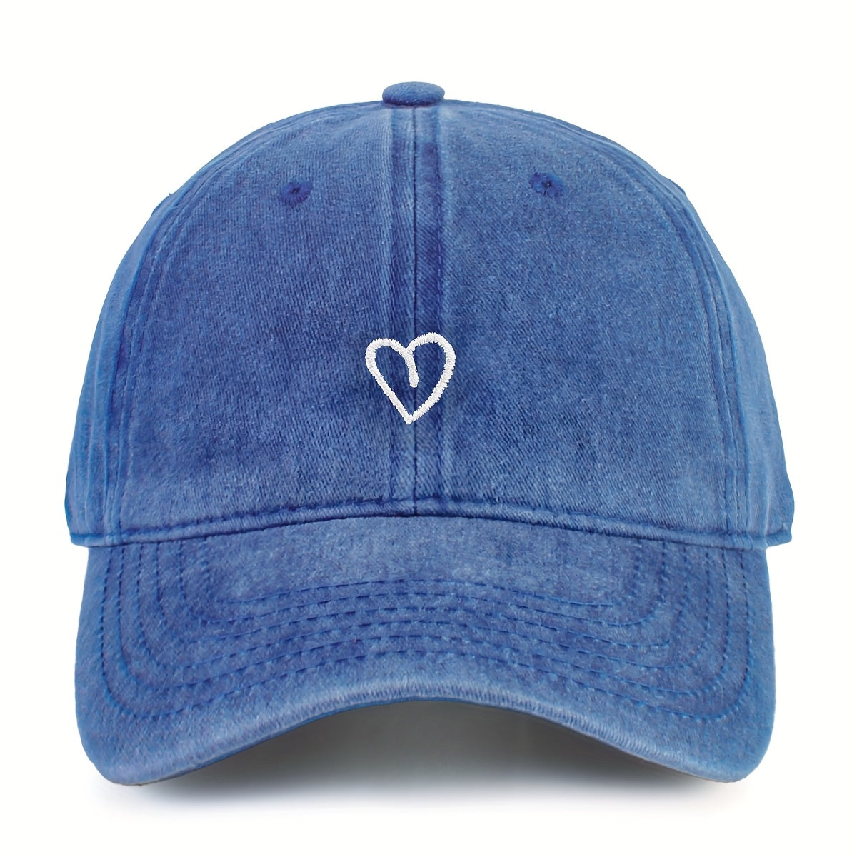 Vintage Baseballcap met Hartstiksel - Verstelbaar Katoen Gewassen Stijl Sportpet Zomerpet Dames Heren Casual Cap