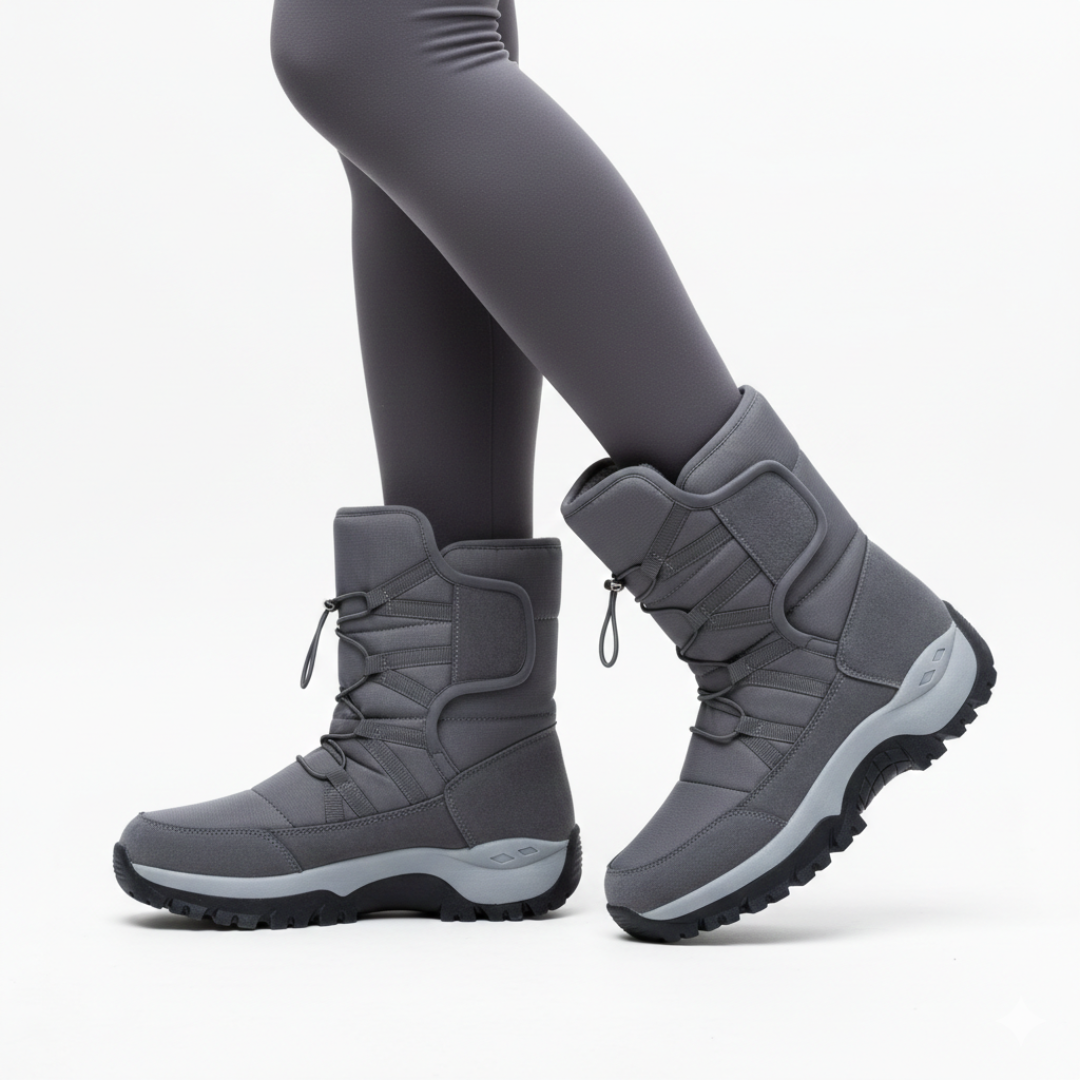 Waterdichte Winterlaarzen met Warme Voering Dames Sneeuwbestendig Antislip Platform Klittenband Outdoorschoenen