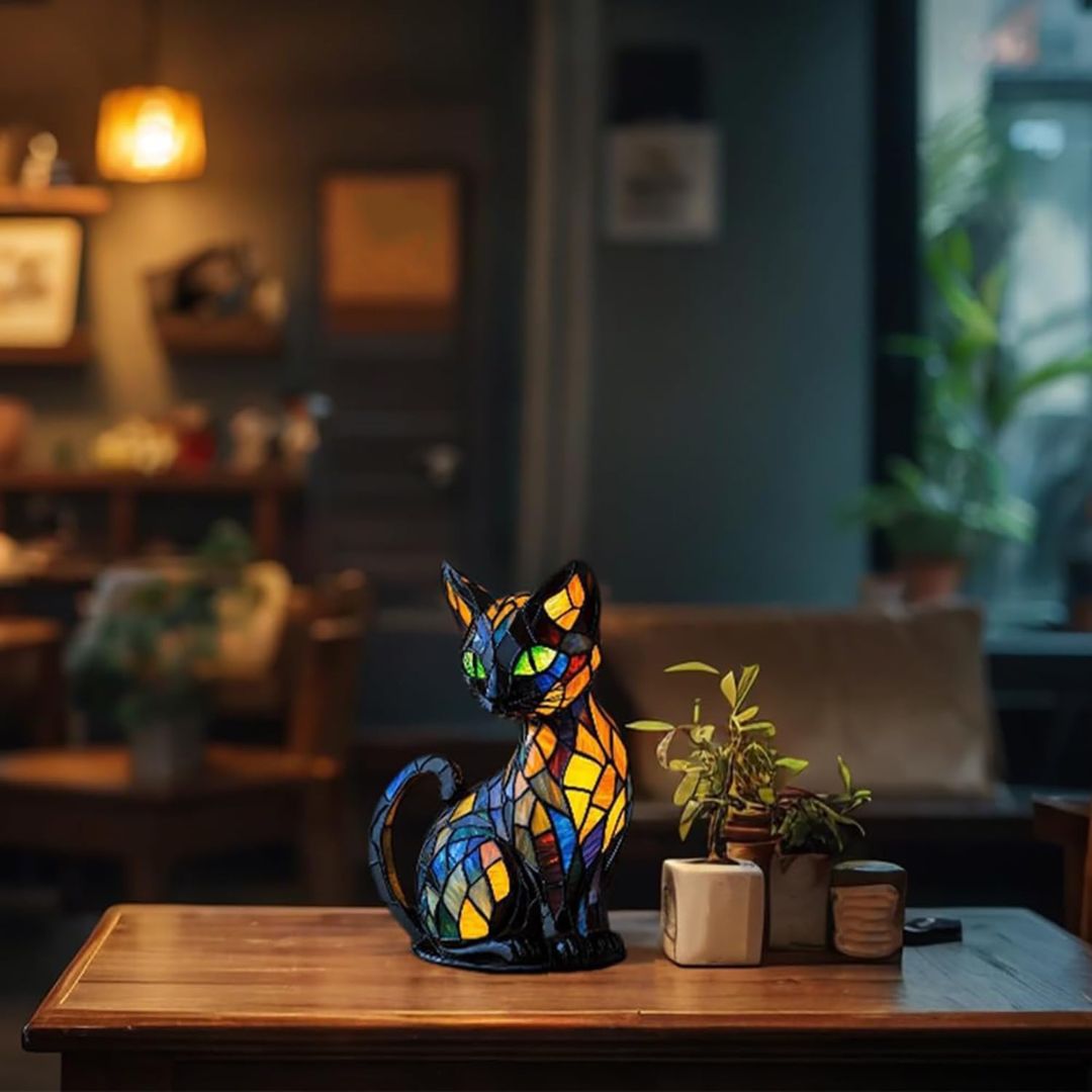 Handgemaakte Katten Tafellamp met Warm Licht - Decoratieve Kattenlamp voor Woonkamer Slaapkamer Nachtkastje - Scandinavisch Geïnspireerd Design