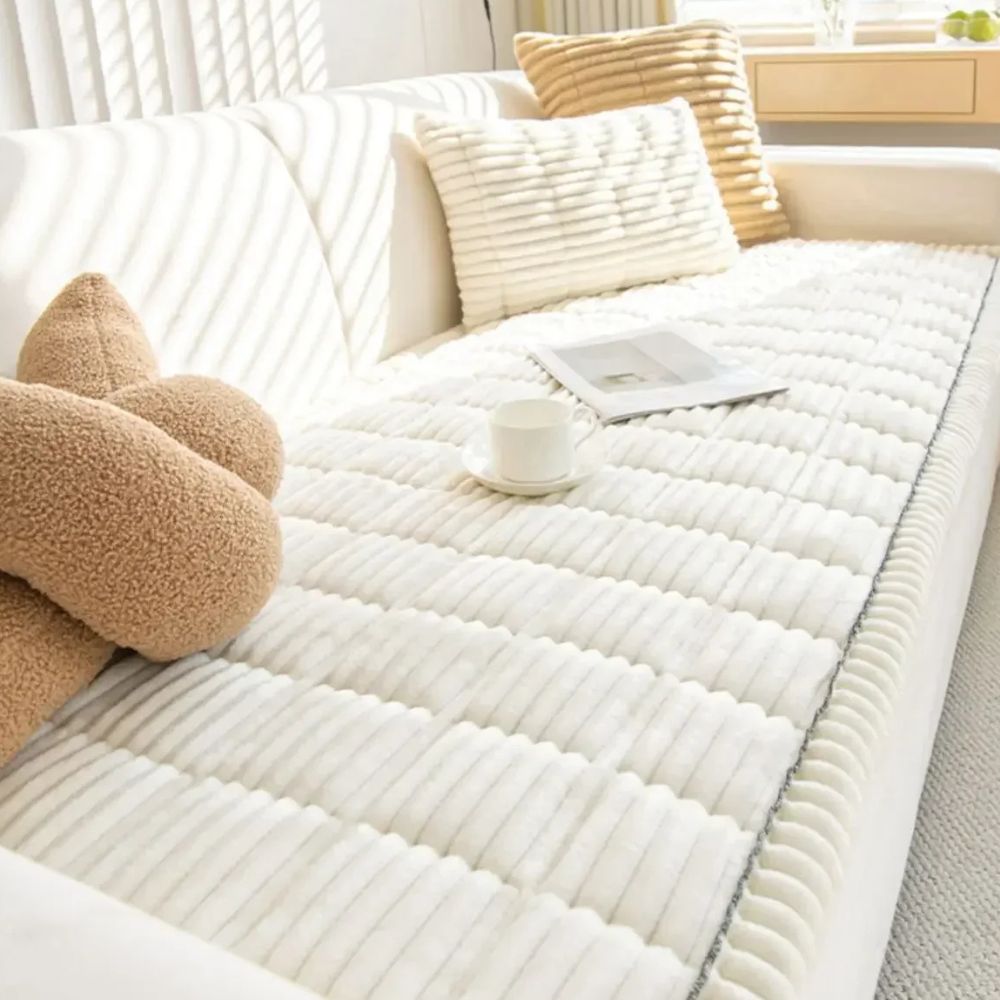 Pluche Bankhoes Polyester Antislip Gestreept Meubelbeschermer Zithoezen Bank Diverse Maten Woonkamer