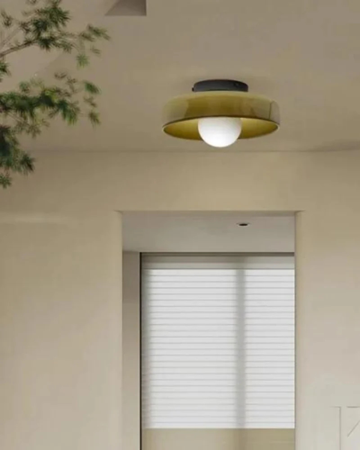 Moderne ronde plafondlamp van glas en ijzer - minimalistische designlamp voor woonkamer en slaapkamer met warme lichtkleur