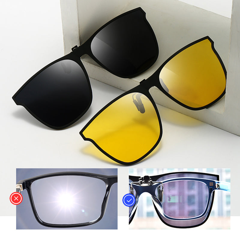 Magnetische Opklapbare Zonnebril Clip voor Brillendragers - Gepolariseerde Lenzen UV400 - Lichtveilig Rijden