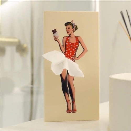 Vintage Tissue-Box met Retro-Patroon - Elegante Zakdoekenhouder voor Badkamer Woonkamer Slaapkamer Kantoor - Decoratief Kunsthars Tissuedispenser