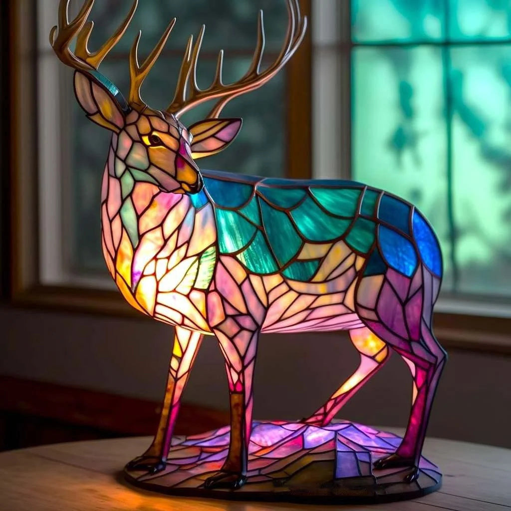 Decoratieve Tafellamp Glas Tiermotief LED-verlichting 20x15x12cm Handgemaakt Buntglas Sfeerlamp Woonkamer