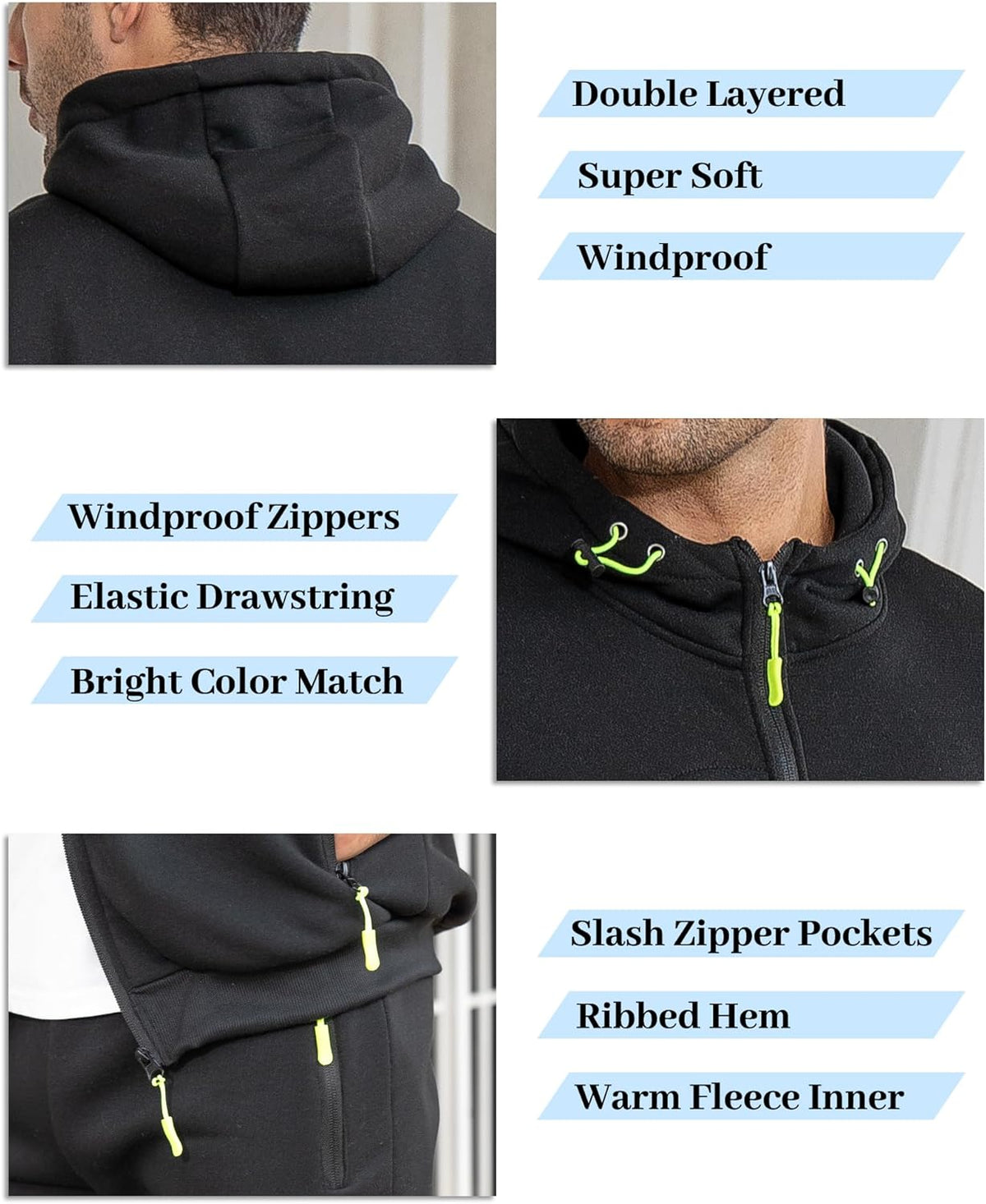 Heren Trainingspak Set met Pullover en Broek Elastisch Ademend Sportkleding Loungewear Zwart Grijs Comfort