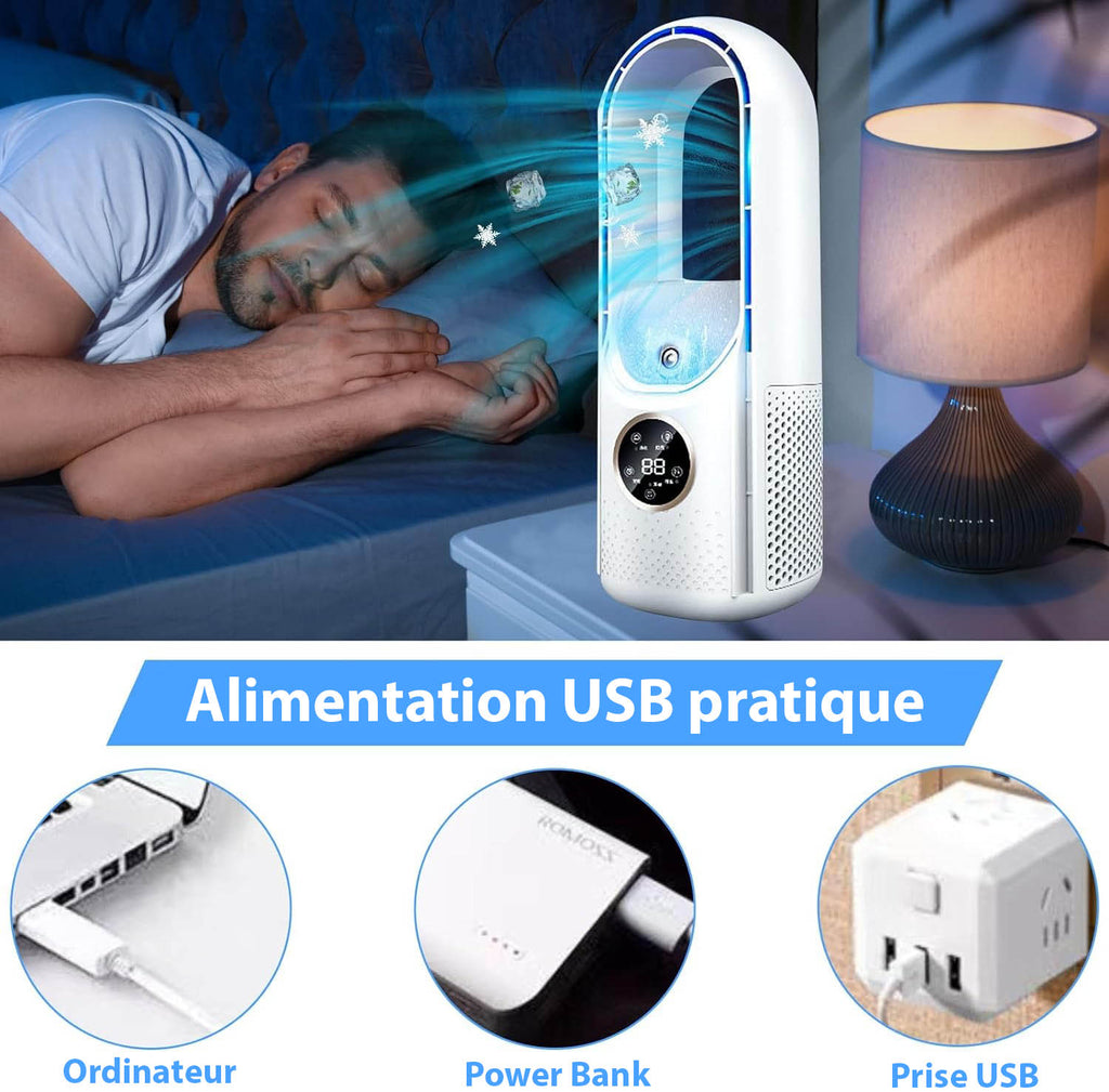 Draagbare Aircooler USB Mini Ventilator 6 Standen 100ml Slaapkamer Bureau Stil Energiezuinig Wieltjes Afstandsbediening