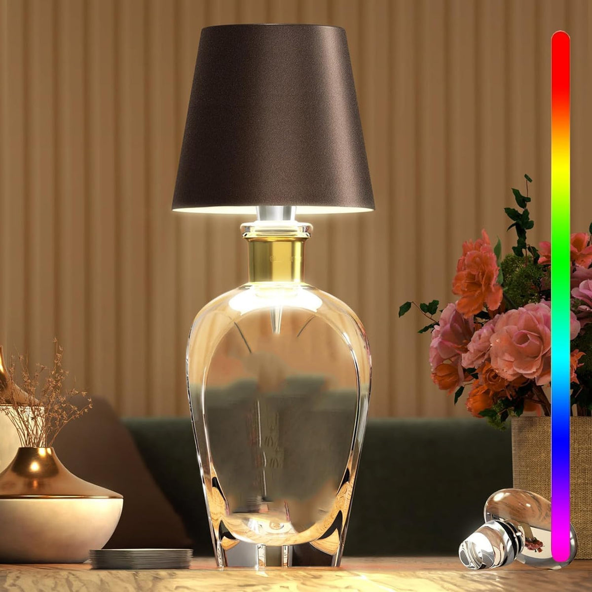 Draadloze Tafellamp met Touch Bediening Dimbaar USB Oplaadbaar Sfeerverlichting Nachtlampje voor Binnen en Buiten