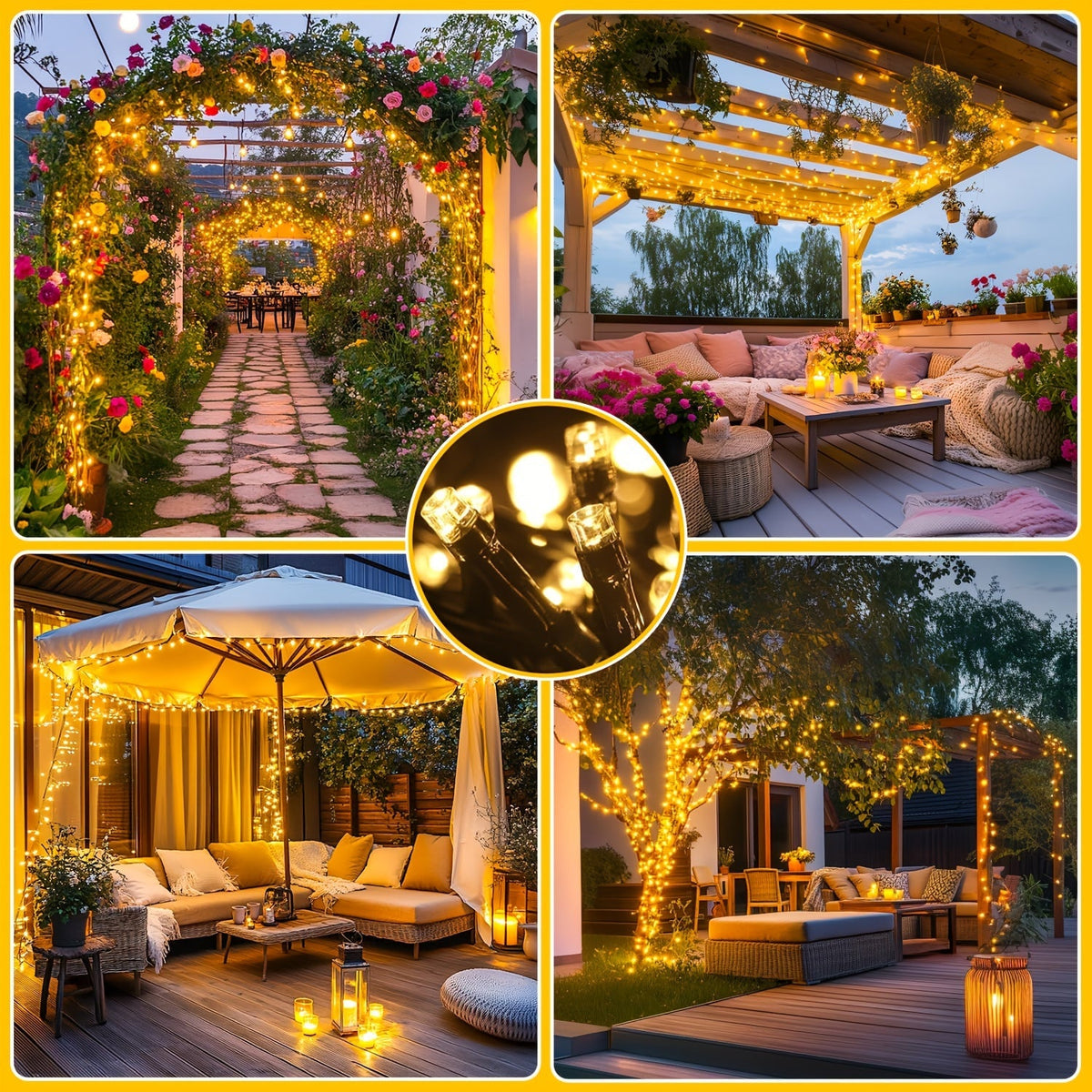 LED Lichtsnoer Outdoor IP44 Waterdicht met Warm Licht voor Tuin Terras Balkon Feestverlichting Sfeervol