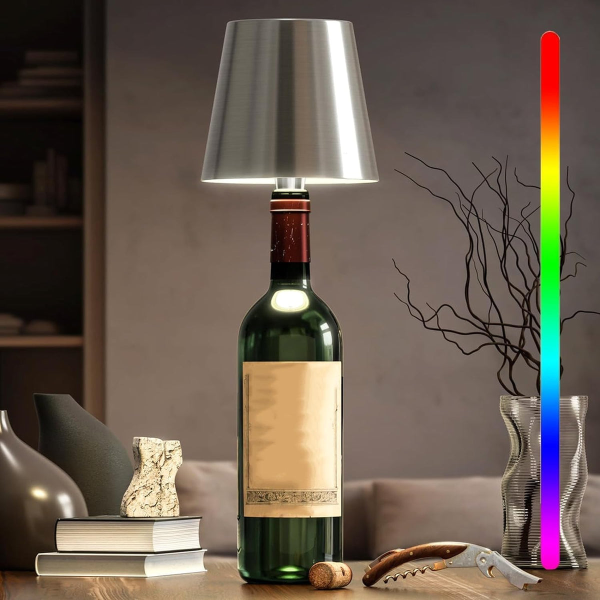 Draadloze Tafellamp met Touch Bediening Dimbaar USB Oplaadbaar Sfeerverlichting Nachtlampje voor Binnen en Buiten