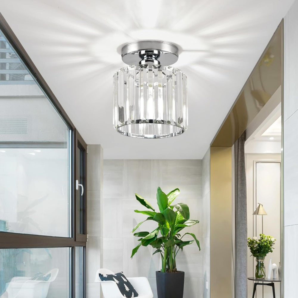 Plafondlamp Kristal Zwart Zilver Goud E27 Opbouw Modern Hal Woonkamer
