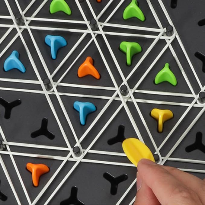Strategisch Driehoekspel - Elastiekenpuzzel met Houten Pinnen voor Concentratie en Tactisch Denken
