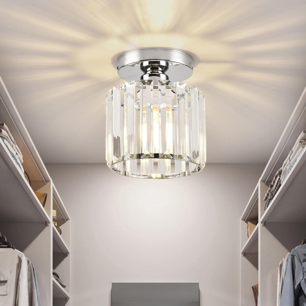Plafondlamp Kristal Zwart Zilver Goud E27 Opbouw Modern Hal Woonkamer