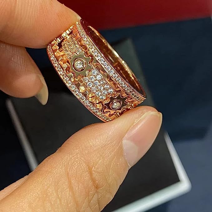 Draaibare Ring met Tandwielen Roestvrij Staal Zirkonia Anti-Stress Fidget Sieraad Spinner Maat 6-12 Unisex
