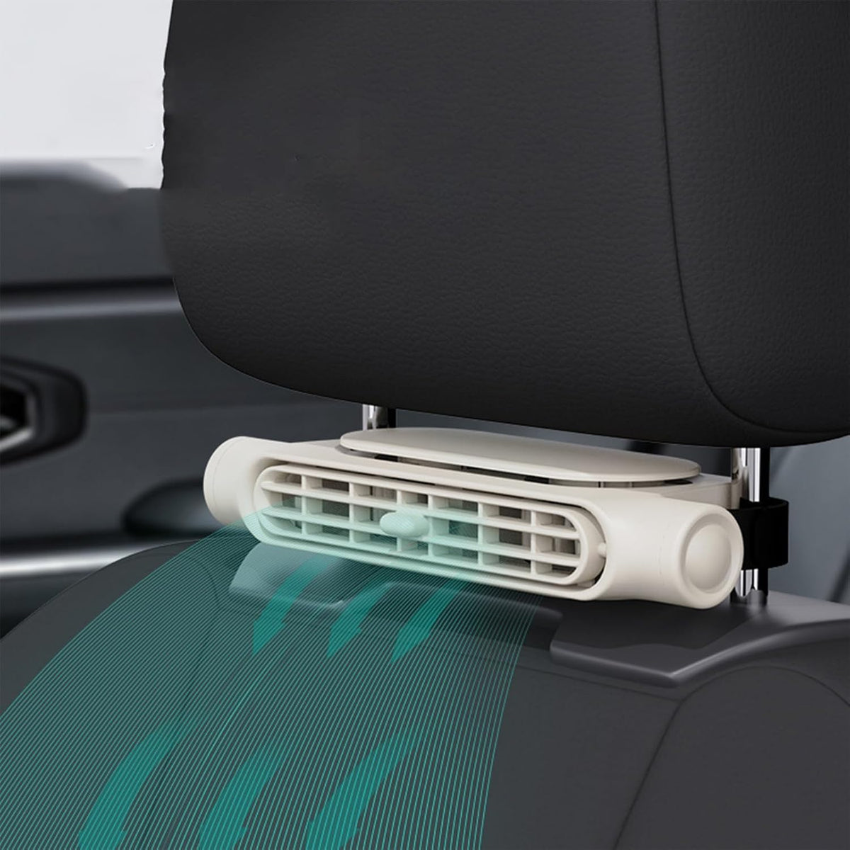 USB-Autoventilator voor Hoofdsteun 3 Snelheden Verstelbaar voor Voor- en Achterpassagiers Bladeloos Veilig Stil Compact