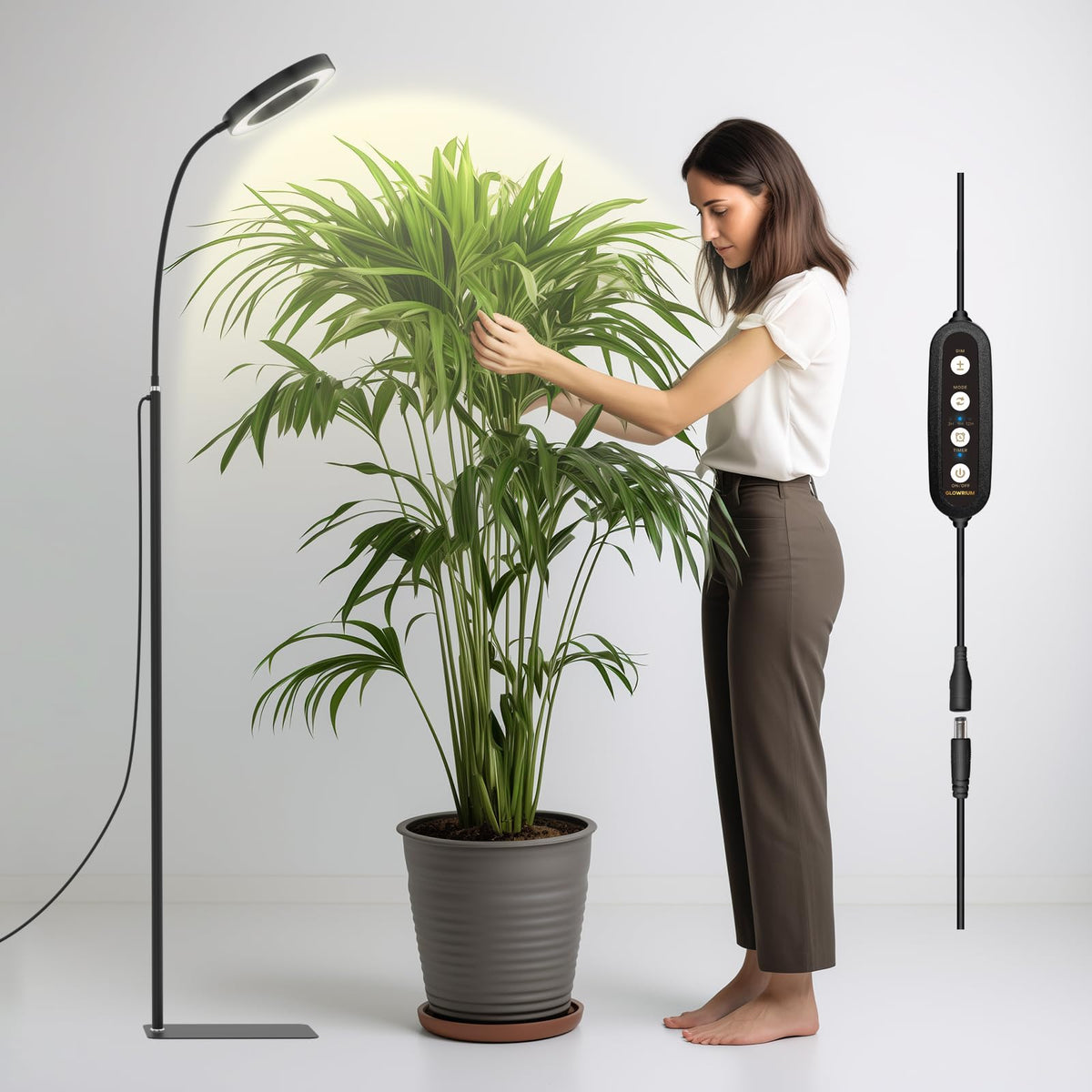 LED Groeilamp Staand 20W Verstelbare Hoogte Volspectrum Kamerplanten Timer 3 Lichtmodi 6 Standen Dimbaar