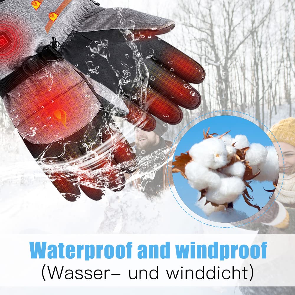 Verwarmde Handschoenen met Touchscreen Functie 3 Warmtestanden Waterdicht voor Wintersport Skiën Snowboarden