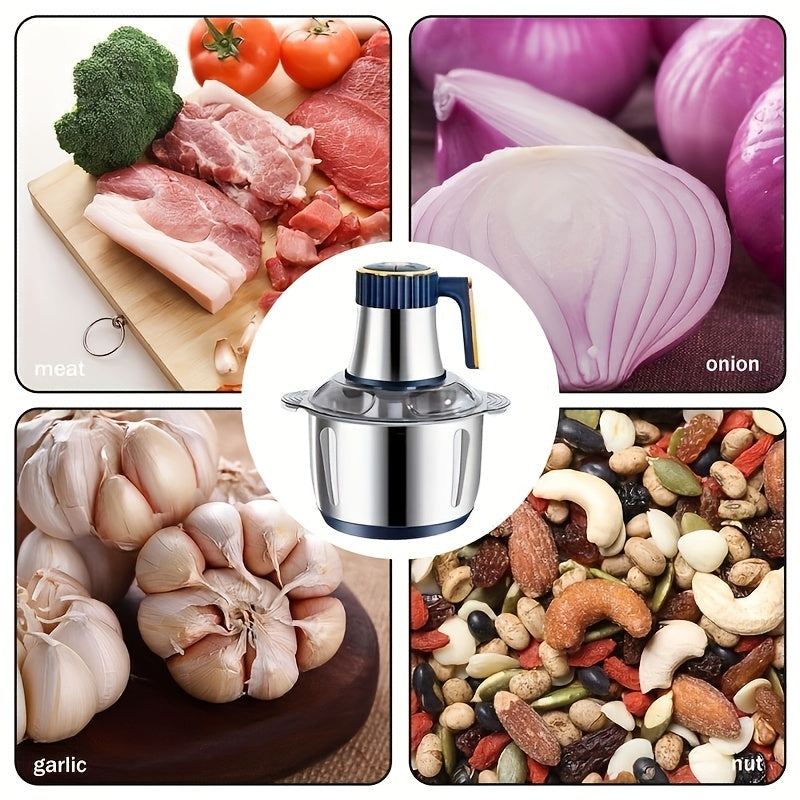 Vleesmolen RVS 5L 5000 RPM Blauw Keuken Groentesnijder Foodprocessor Hakmolen
