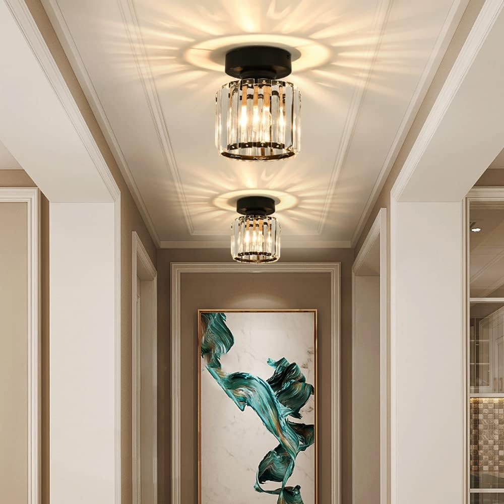 Plafondlamp Kristal Zwart Zilver Goud E27 Opbouw Modern Hal Woonkamer