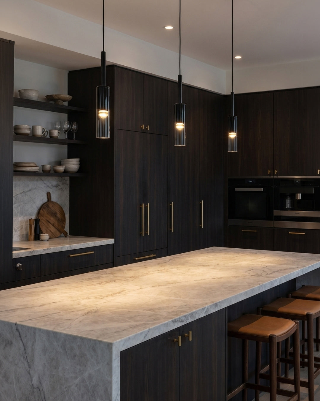 Gerookte Glazen Hanglamp met Minimalistische Metalen Structuur - Moderne Sfeerverlichting voor Eetkamer, Slaapkamer en Woonkamer