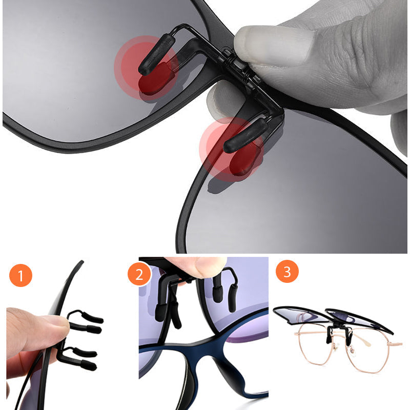Magnetische Opklapbare Zonnebril Clip voor Brillendragers - Gepolariseerde Lenzen UV400 - Lichtveilig Rijden