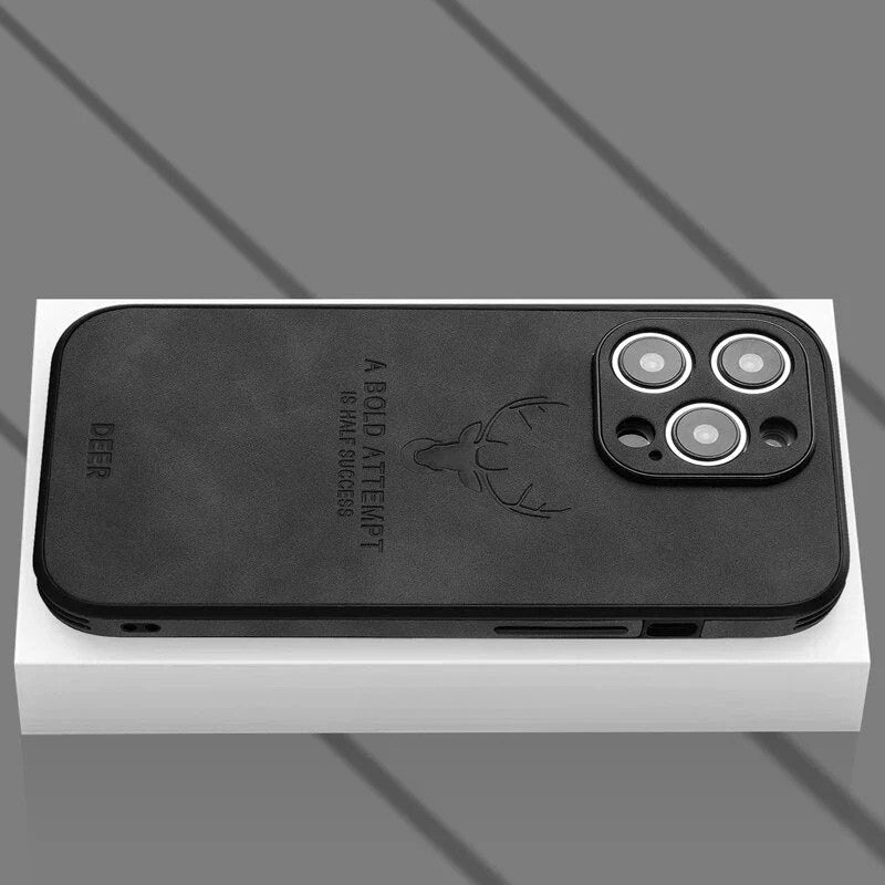 Luxe Wildleren iPhone Hoes Zwart Bruin Donkergroen Lichtblauw Beschermhoes met Shockabsorptie Camerabescherming