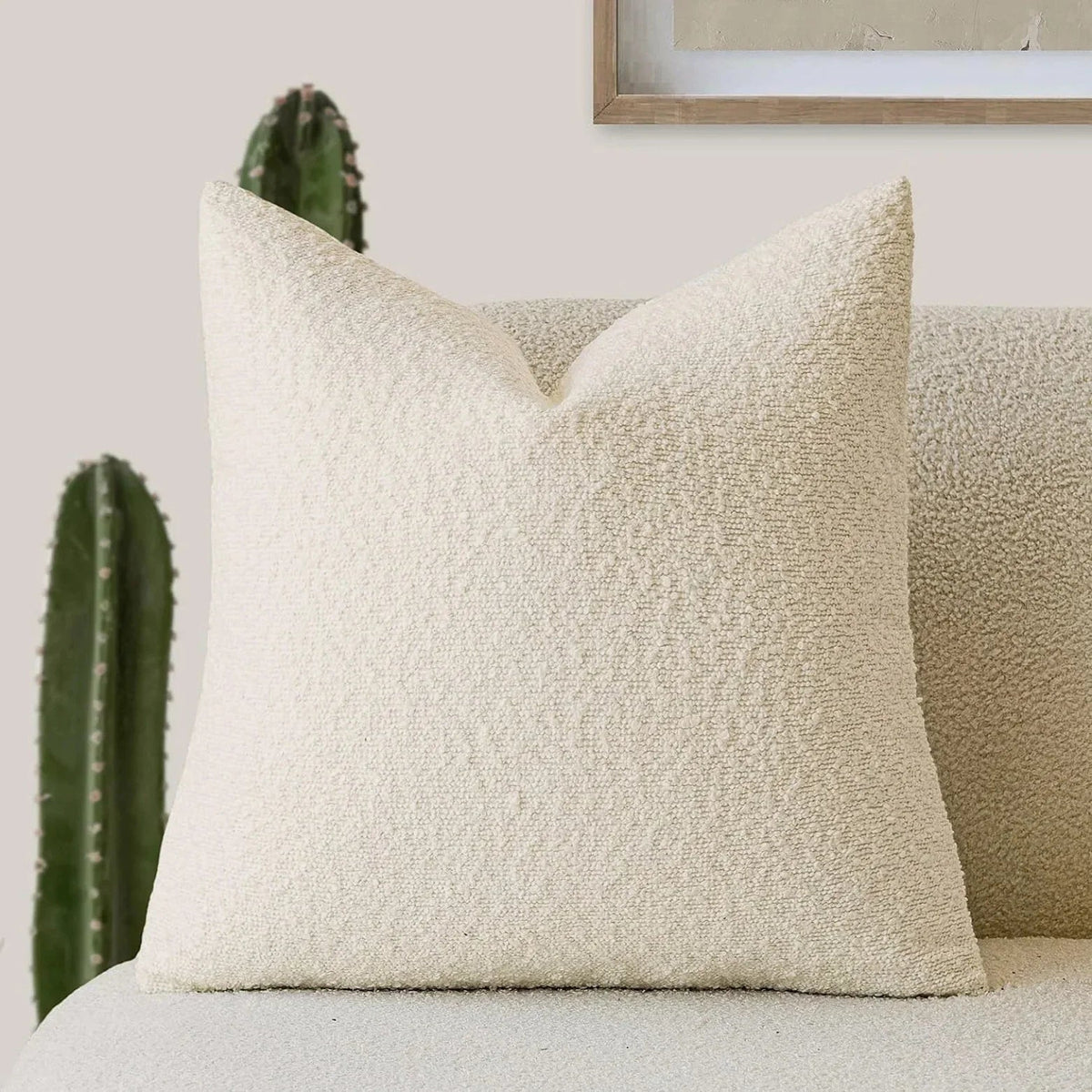 Kussenhoes 45x45 cm Bouclé Stof Zacht Minimalistisch Zonder Binnenkussen Wit Beige Camel Antraciet Groen Zwart