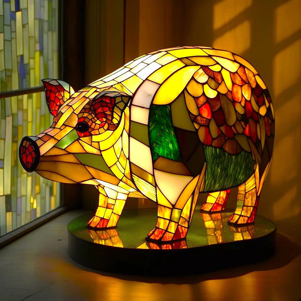 Decoratieve Tafellamp Glas Tiermotief LED-verlichting 20x15x12cm Handgemaakt Buntglas Sfeerlamp Woonkamer
