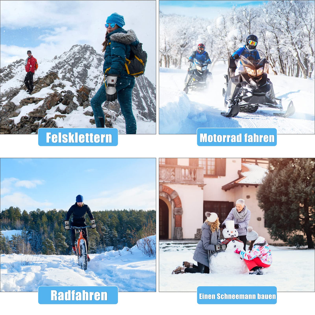 Verwarmde Handschoenen met Touchscreen Functie 3 Warmtestanden Waterdicht voor Wintersport Skiën Snowboarden