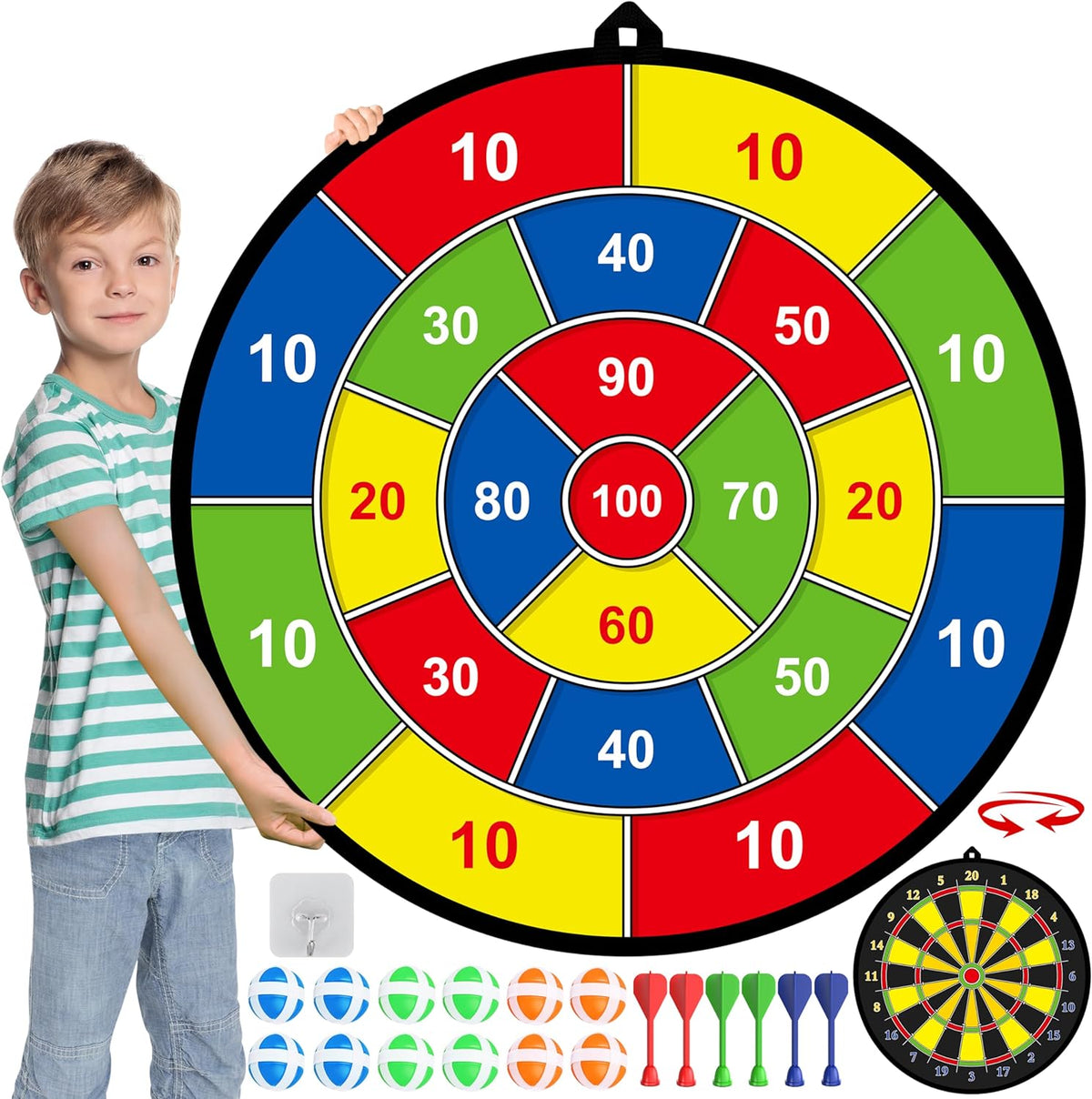 Dartbord voor Kinderen met Klittenballetjes - Dubbelzijdig Outdoor & Indoor Spel