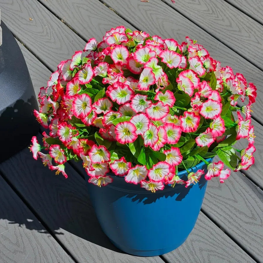 Hangende Kunstbloemen in Rieten Mand Zijde Kunststof UV-Bestendig voor Binnen Buiten Tuin Balkon Decoratie
