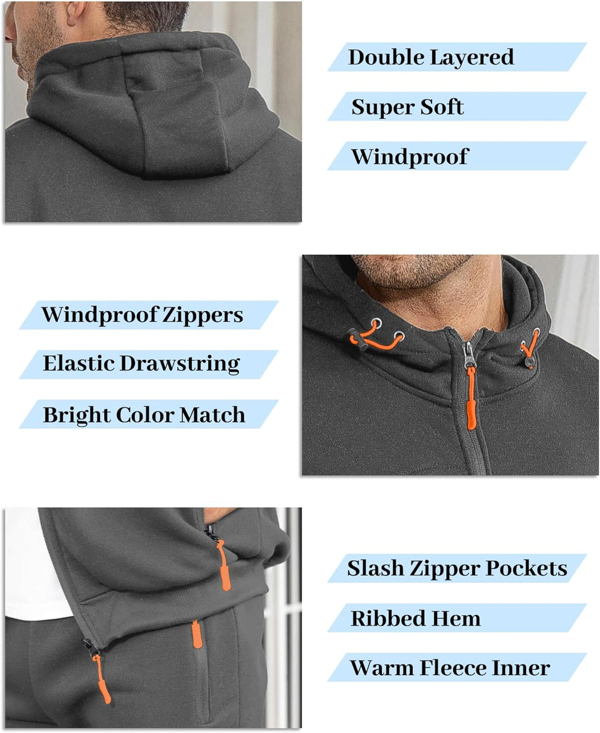 Heren Trainingspak Set met Pullover en Broek Elastisch Ademend Sportkleding Loungewear Zwart Grijs Comfort