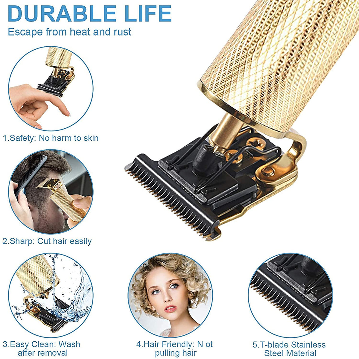 Professionele Oplaadbare Haartrimmer T-Mes Precisie Contouren Baard Haar Lithium Accu USB Oplaadbaar