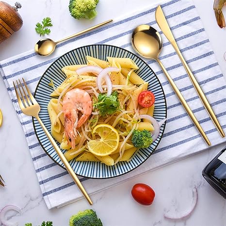 Bestekset 24-delig RVS Gekleurde Handvatten 6 Personen Modern Tafelgerei Duurzaam Eetbestek Dinerset