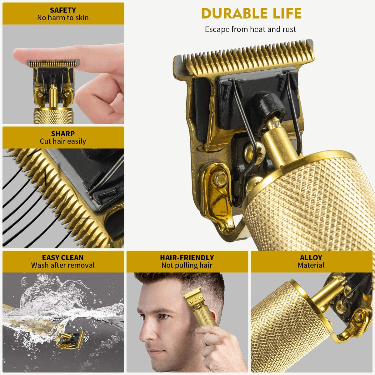 Professionele Oplaadbare Haartrimmer T-Mes Precisie Contouren Baard Haar Lithium Accu USB Oplaadbaar