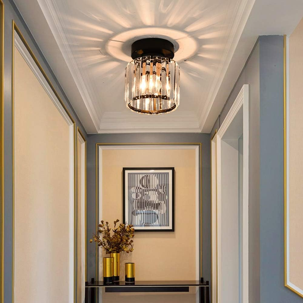 Plafondlamp Kristal Zwart Zilver Goud E27 Opbouw Modern Hal Woonkamer