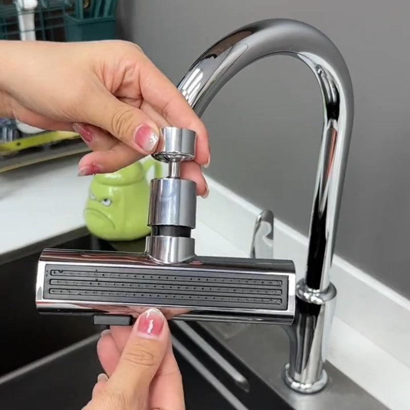 Kraanuitbreiding met Watervalsysteem Zwart of Zilver - Keukenkraan Accessoire met 4 Standen voor Multifunctioneel Gebruik