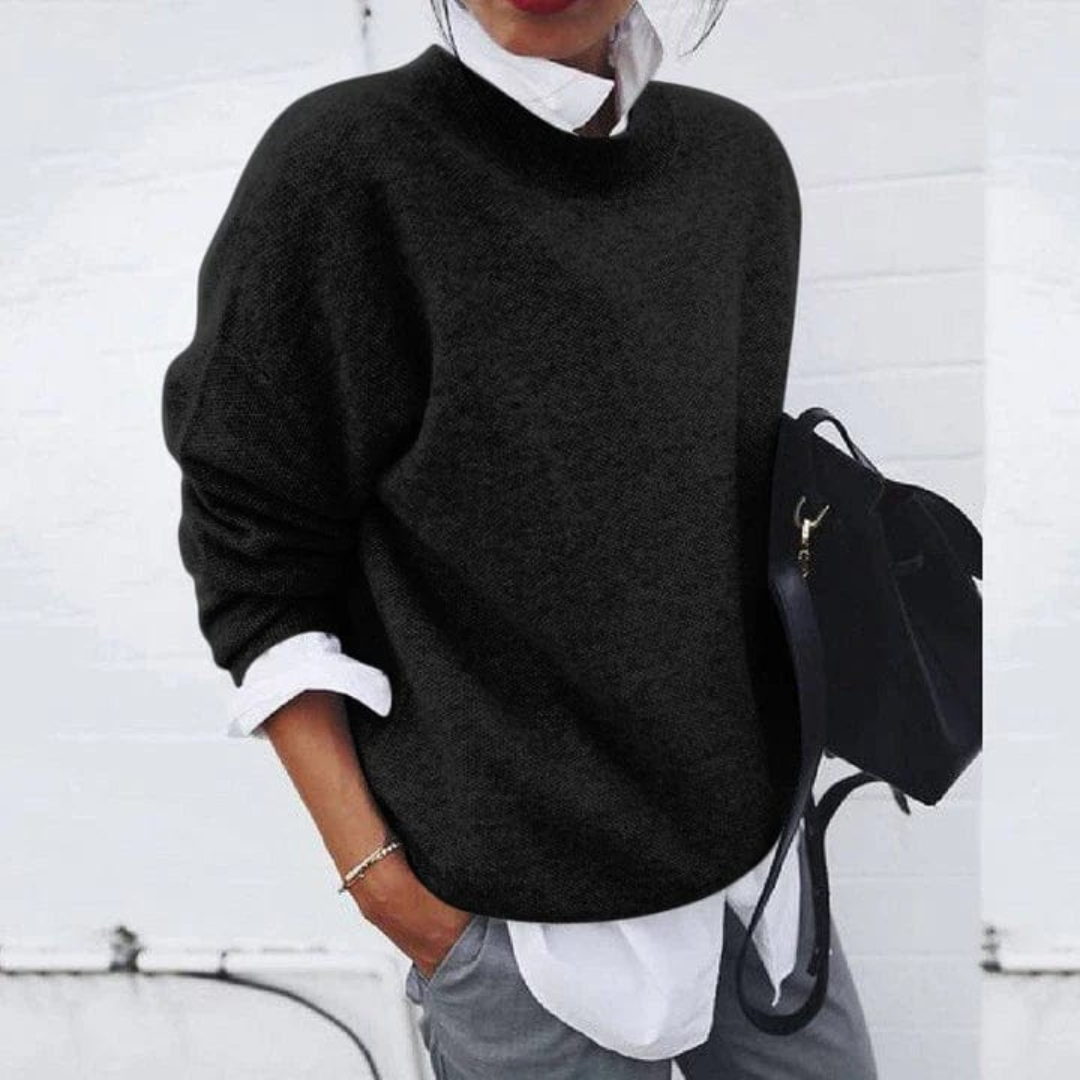 Gebreide Damestrui Polyester Losse Pasvorm Lange Mouw Ronde Hals Veelzijdig Casual Elegant Comfortabel