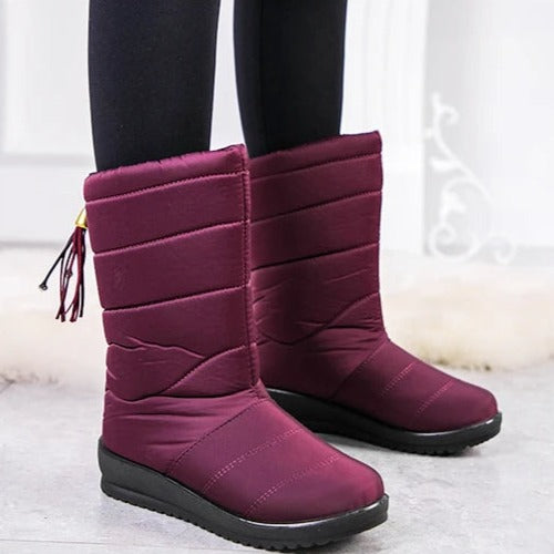 Gevoerde Waterdichte Winterlaarzen Dames met Antislipzool - Warme Polyester Snowboots voor Brede Voeten