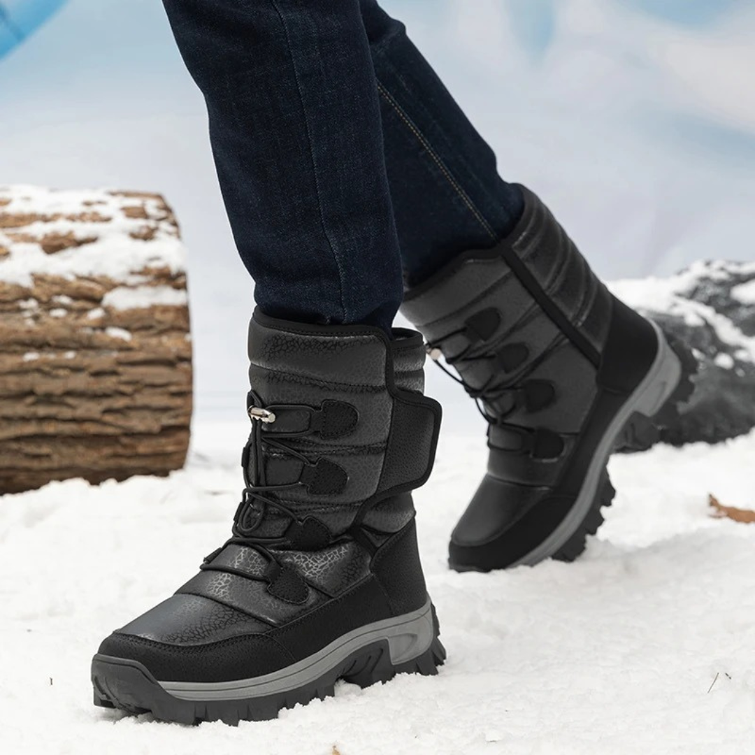 Waterdichte Winterlaarzen met Warme Voering Dames Sneeuwbestendig Antislip Platform Klittenband Outdoorschoenen