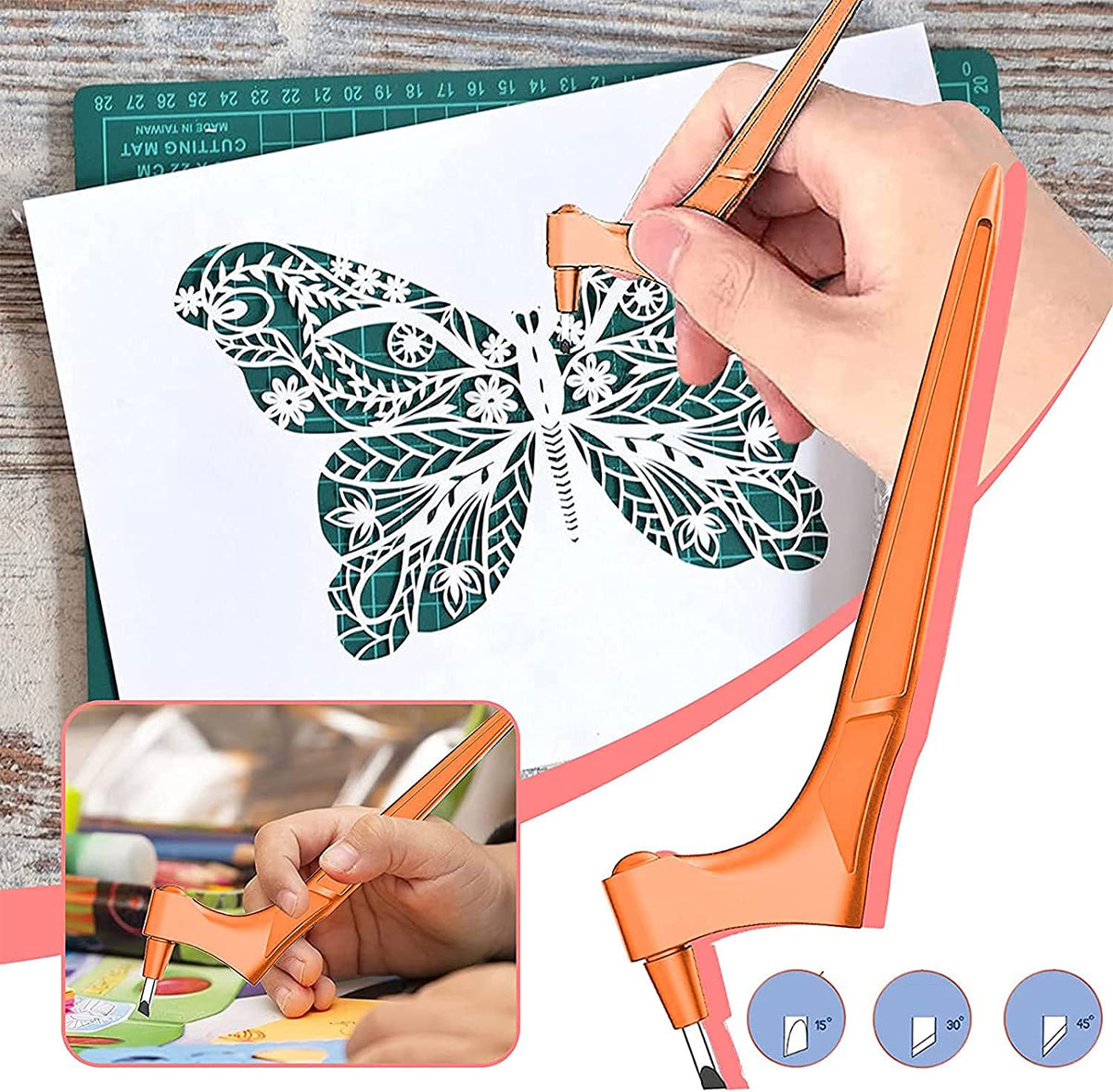 Roterende Snijpen 360° voor Papier en Folie | Precisie Knutselmes met Pengreep voor Scrapbooking en Hobbywerk