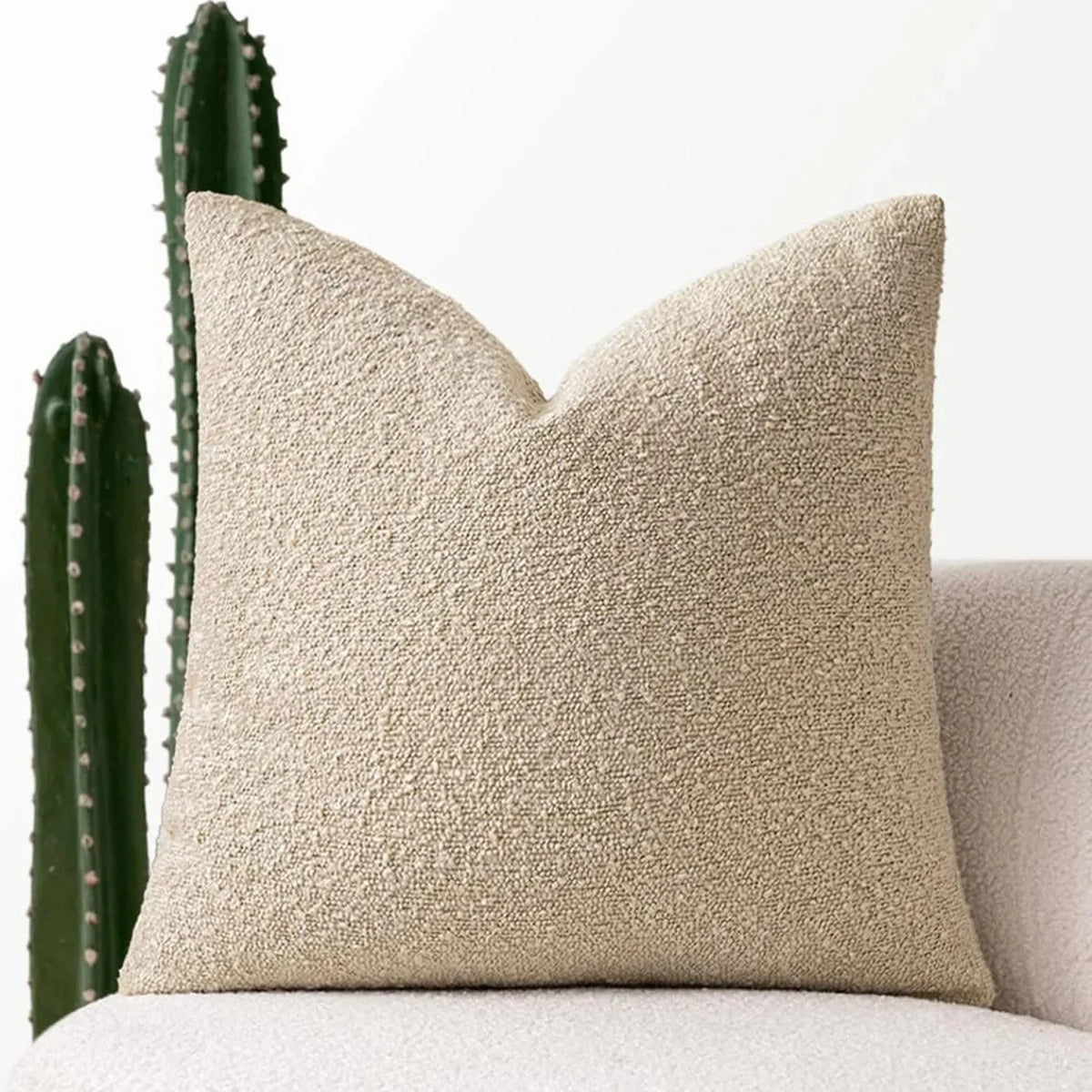 Kussenhoes 45x45 cm Bouclé Stof Zacht Minimalistisch Zonder Binnenkussen Wit Beige Camel Antraciet Groen Zwart