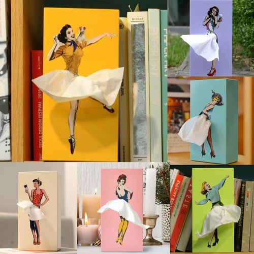 Vintage Tissue-Box met Retro-Patroon - Elegante Zakdoekenhouder voor Badkamer Woonkamer Slaapkamer Kantoor - Decoratief Kunsthars Tissuedispenser