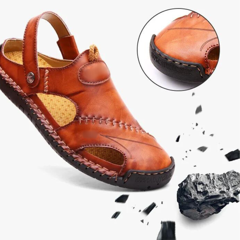Orthopedische Heren Lederen Sandalen - Comfortabel Zomerse Slippers met Antislip Zool Casual Pantoffels